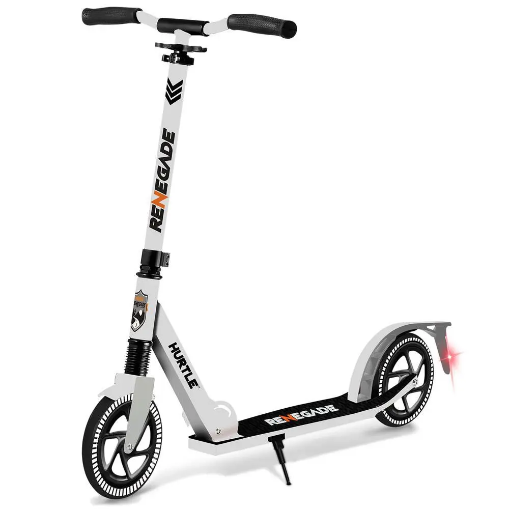 

Renegade Lightweight Foldable Teen and Adult Commuter Kick Scooter, White City Work School Student Outdoor Sports Portable Pedal