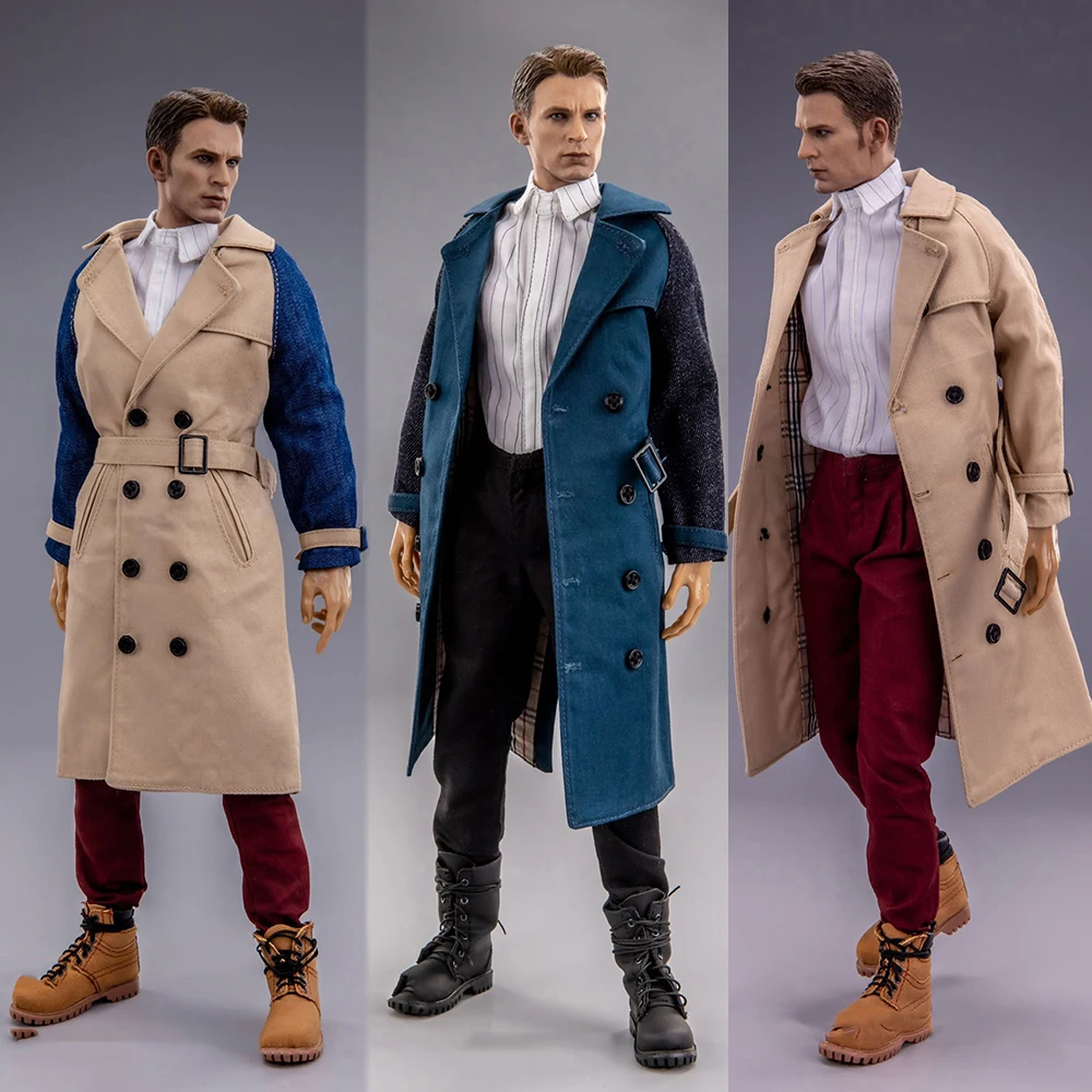 

SA001 1/6 Scale Male Casual Cool Agent Trench Windbreaker Belt Coat Striped Shirt Workwear Pants Set For 12 Inch Action Body