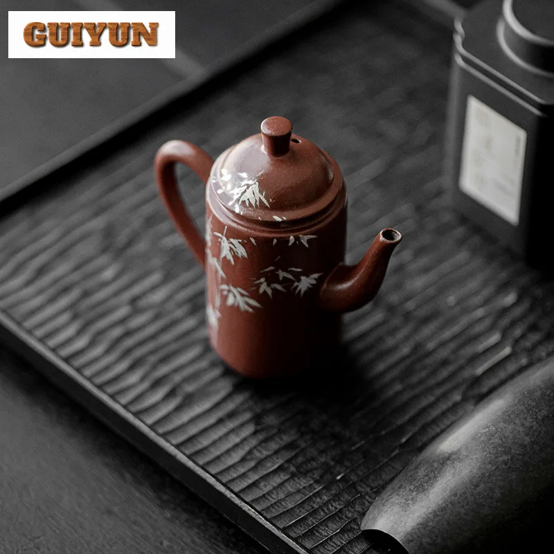 75 мл ручная роспись Серебряный бамбуковый чайник античный дворцовый красный