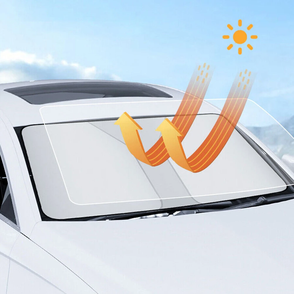 

Auto Parts Windshield Sunshade Silver+Black Titanium Universal 1 PC 136x65cm Against UV Rays Convenient Foldable