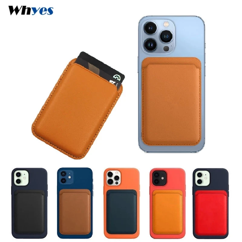 

For Magsafe Magnetic Card Holder Case For iPhone 13 11 12 Pro MAX mini Leather Wallet Cover XR XS MAX Card phone Bag Adsorption