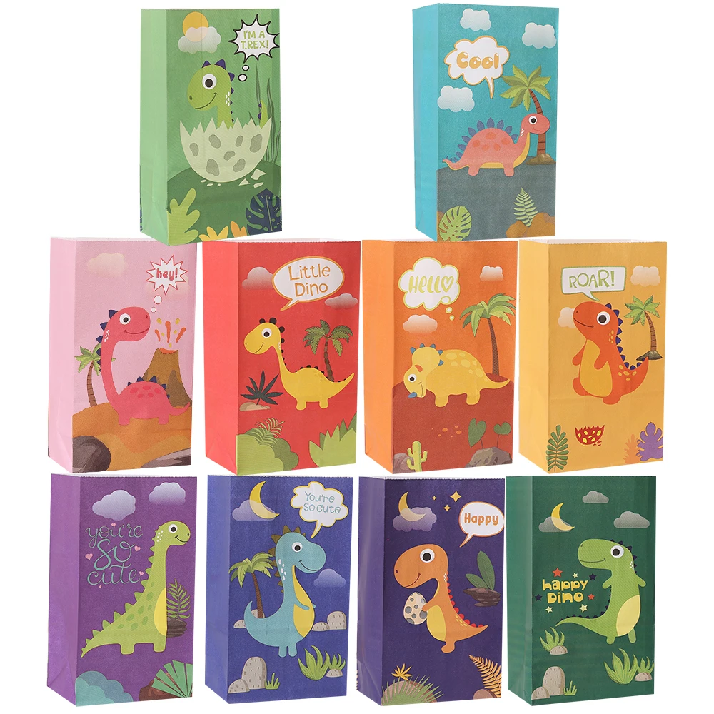 

5PCS Carton Dinosaur Paper Candy Bags Cookies Packaging Bag for Kids Dinosaur Birthday Party Decoration Gifts Packaging Supplies