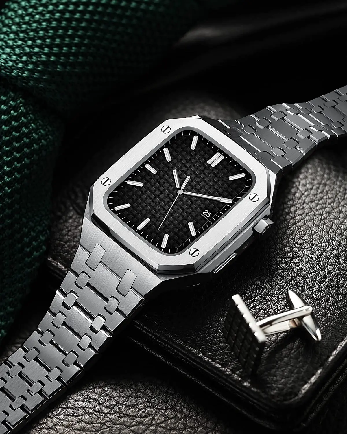 Modification Kit Metal Strap+Case For Apple Watch Band 45mm 44mm Retrofit Bracelet Wristband Belt For iWatch Series7 5 4 SE Band enlarge