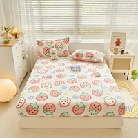 cartoon cute wind bedding fitted sheet set with elastic pillowcase double bed cotton textile couple students 180200