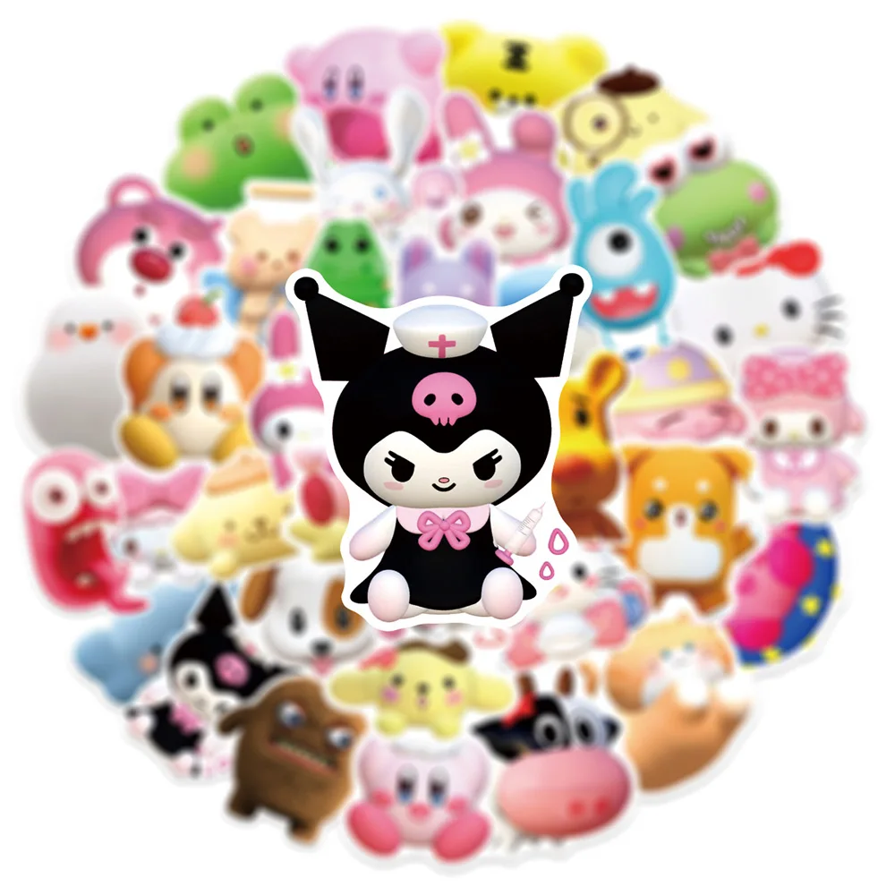 

100pcs Kawaii Kuromi Hello Kitty My Melody Sanrio Stickers Decals Waterproof DIY Diary Laptop Phone Sticker for Girls Kids