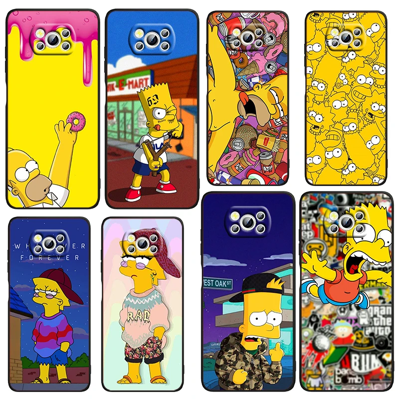 

Anime The Simpsons Art Phone Case For Xiaomi Mi Poco X4 X3 NFC F4 F3 GT M4 M3 M2 X2 F2 Pro C3 5G Black Fundas Soft Cover