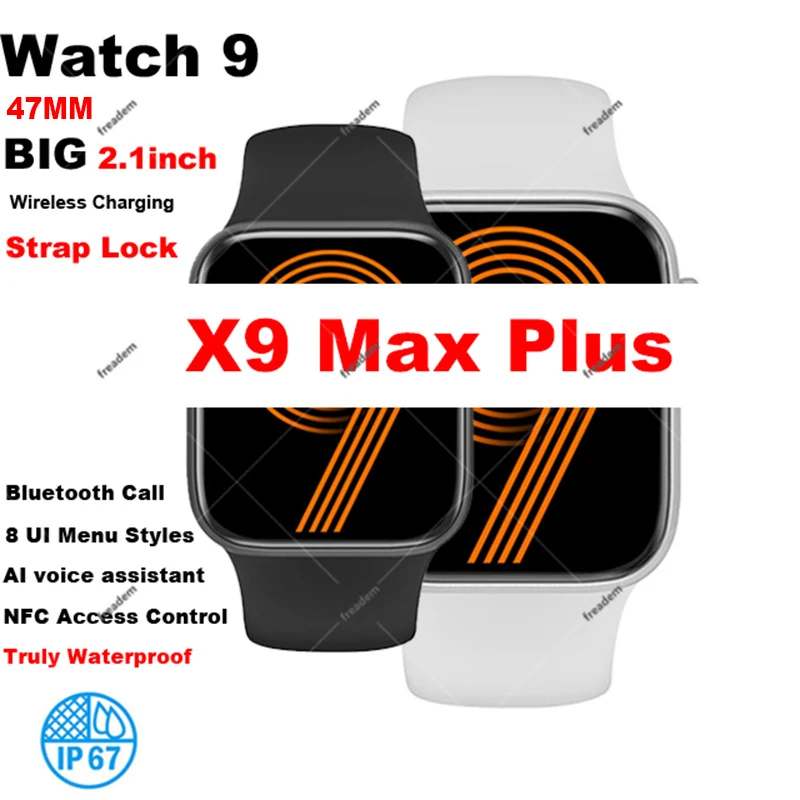 Cheap Watch 9 Smart Watch for Men Woman X9 Max Plus 2.1inch Wireless Charging Call Heart Rate Truly Waterproof IP67 Smart Watch