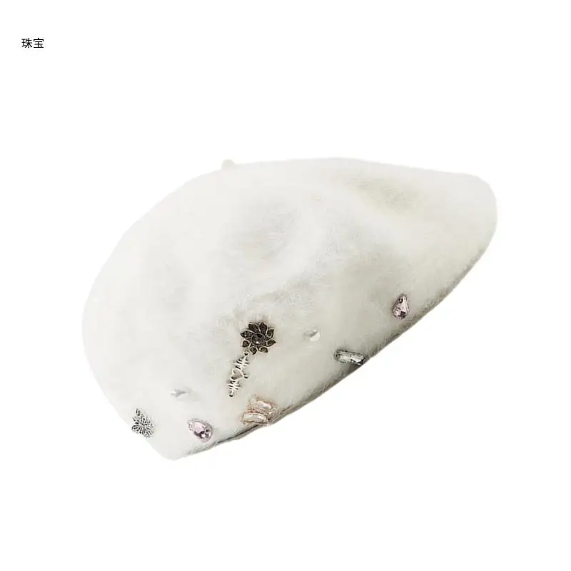 X5QE модные береты с жемчугом элегантный головной убор бабочкой аксессуар для