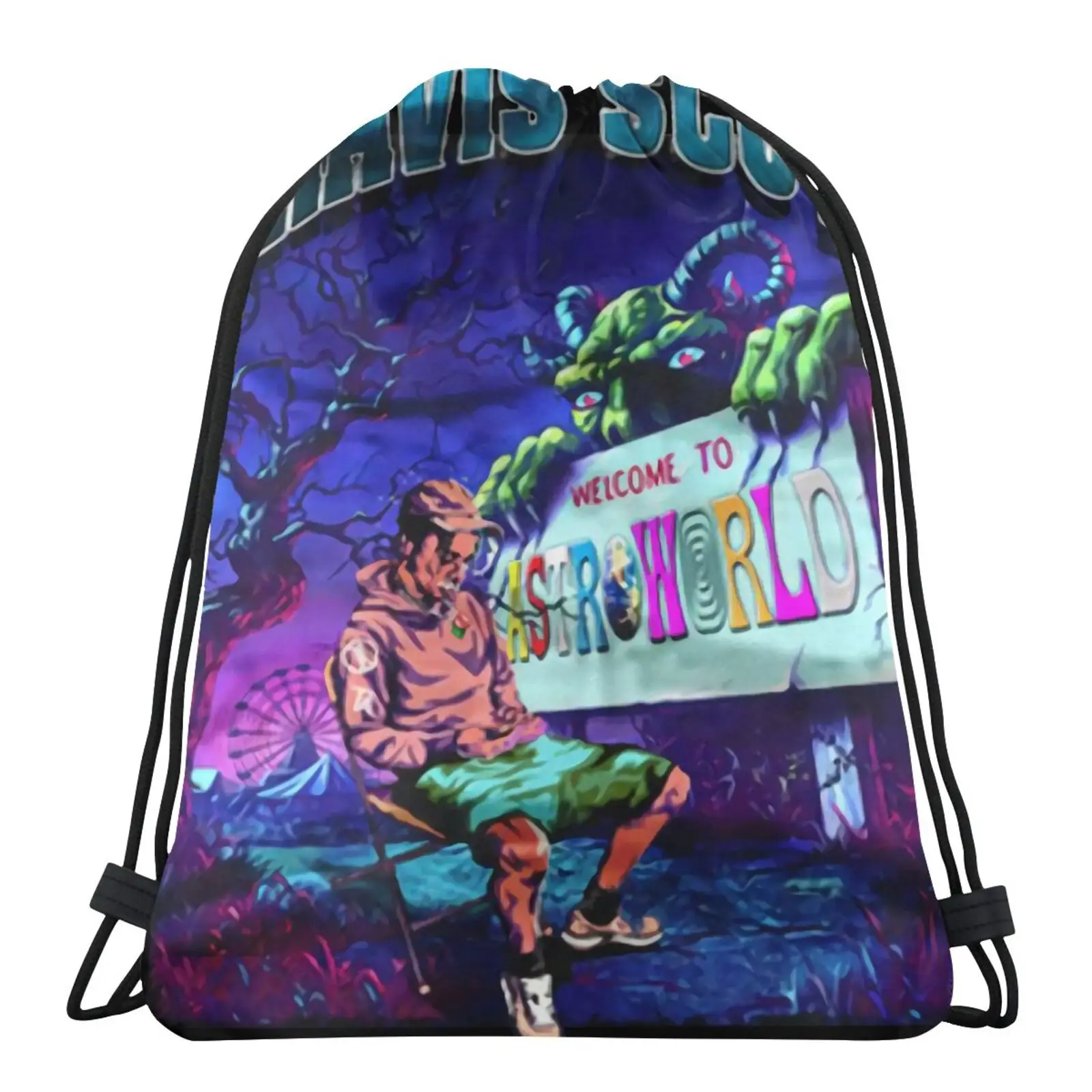 

Astroworld Travis Scott Astroworld For Bag Screen Bag Men's Backpack Lace Backpack Custom Pouch Backpack Bag Rope Bag Backpack