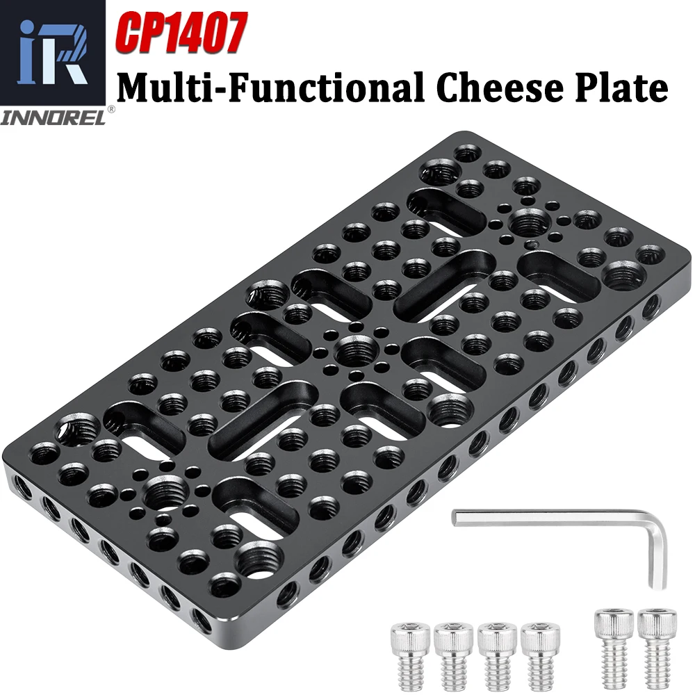 Фото INNOREL CP1407 Многофункциональная сырная пластина 14x7 см с отверстиями для установки ARRI, резьба 1/4 дюйма и 3/8 дюйма для слайдера клетки камеры №1