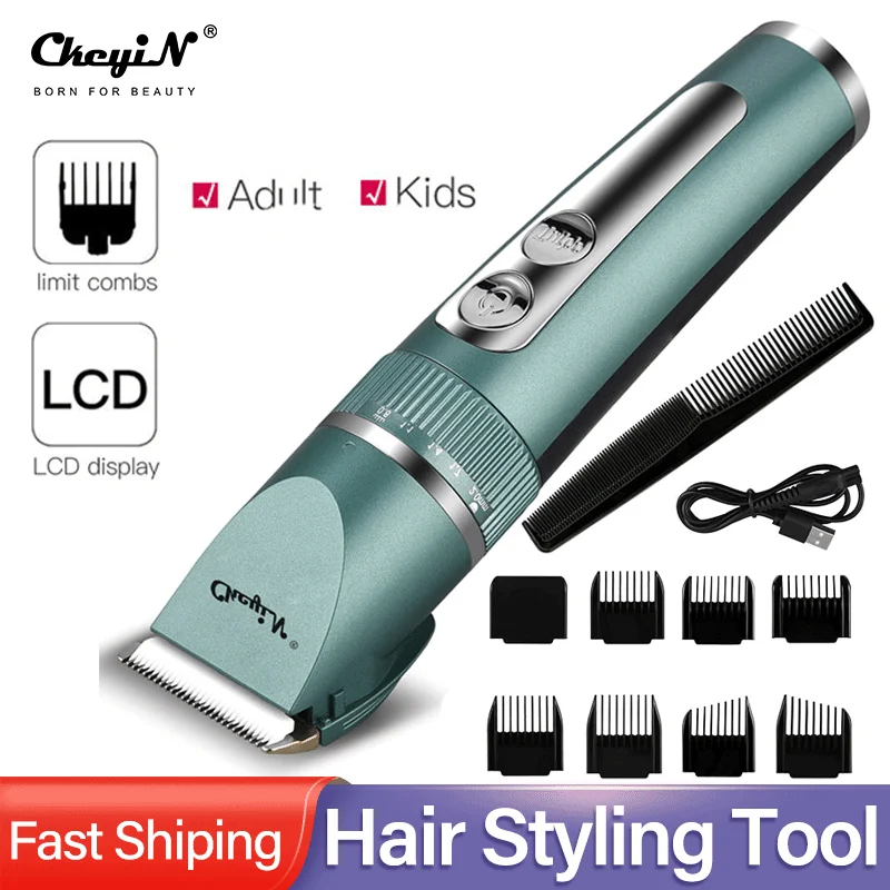 Professional Hair Clipper Men Barber Rechargeable Beard Trimmer Ceramic Blade Hair Cutting Machine Low Noise Haircut Adults Kids