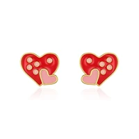 heart stud earrings female inlaid can be worn daily for friendship and friends fashion refinement