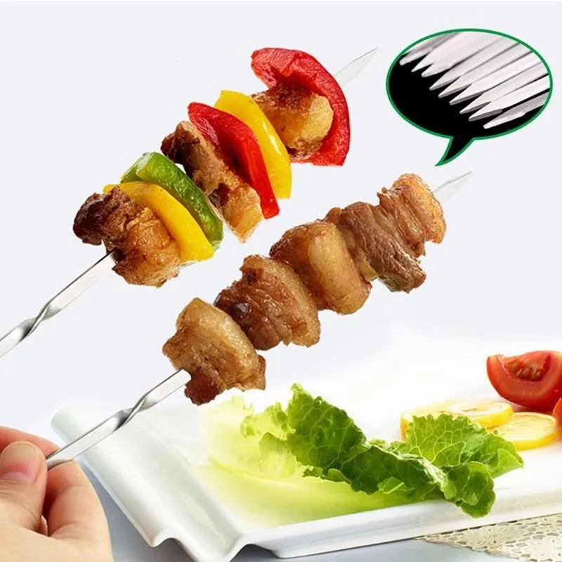 10 шт. круглые палочки из нержавеющей стали для приготовления мяса на улице |