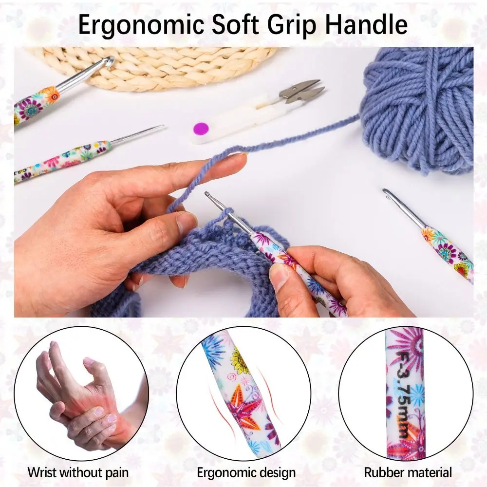 

Rubber Mothers Day Gift Crochet Lovers Soft Knitting Crocheting Crochet Hooks Set Beginners Crochet Hook