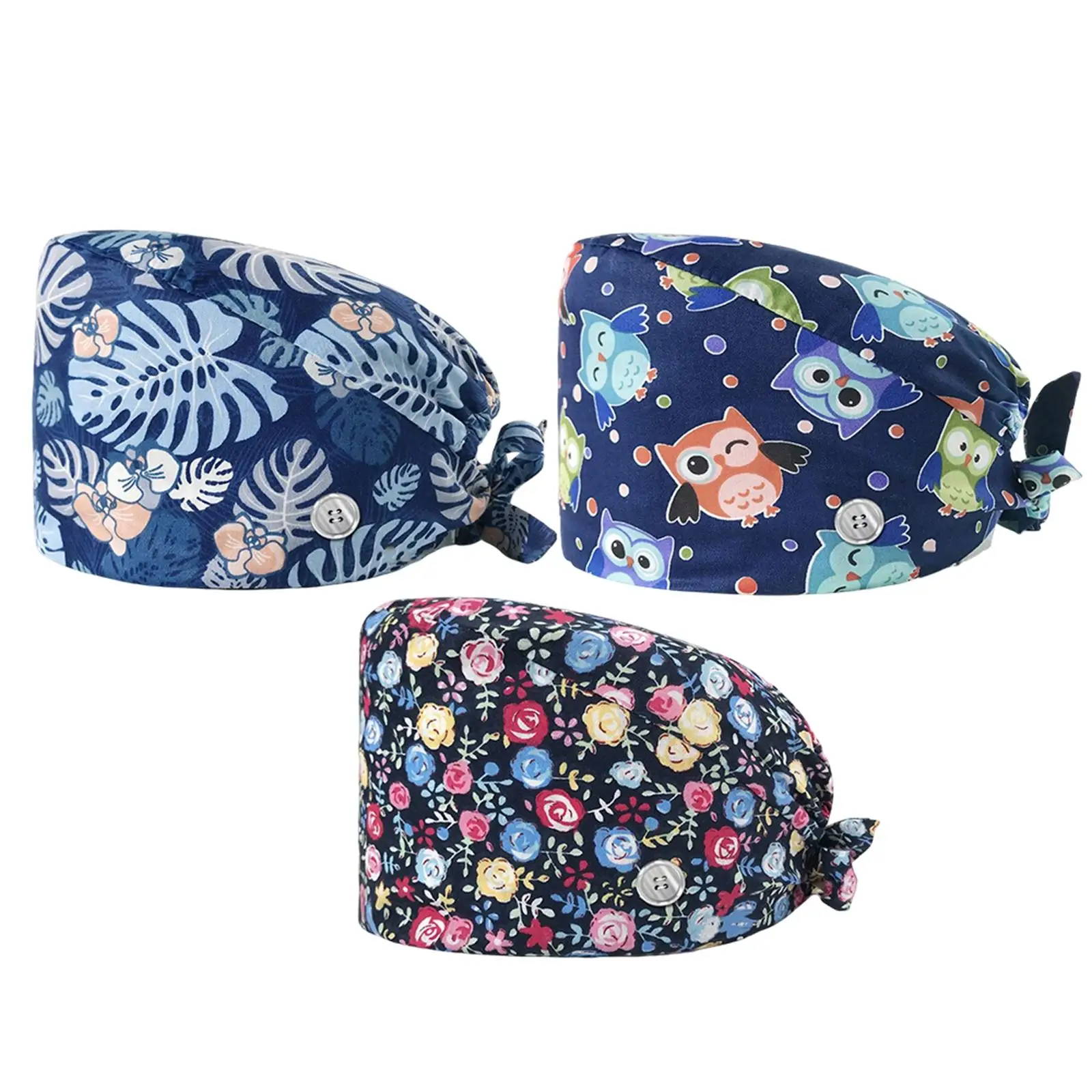 

Surgical Scrub Caps Doctor Nurse Cotton Bouffant Adjustable Head Cover Hats