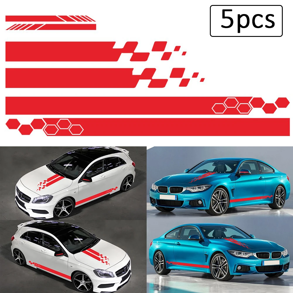 

5pc Car Side Stickers Wrap Racing Stripes For Audi Ford BMW Toyota Honda Mercedes Benz Auto Vinyl Film Body Door Decals