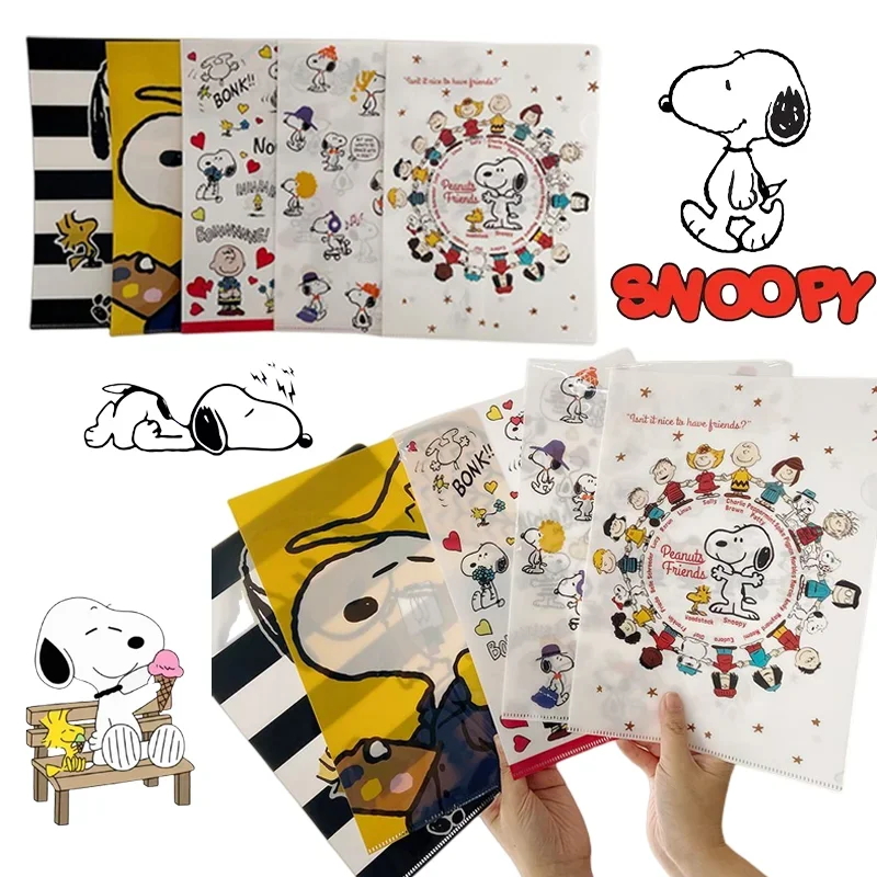 Пластиковая L-образная папка Snoopy милый мультяшный студенческий бумажный зажим