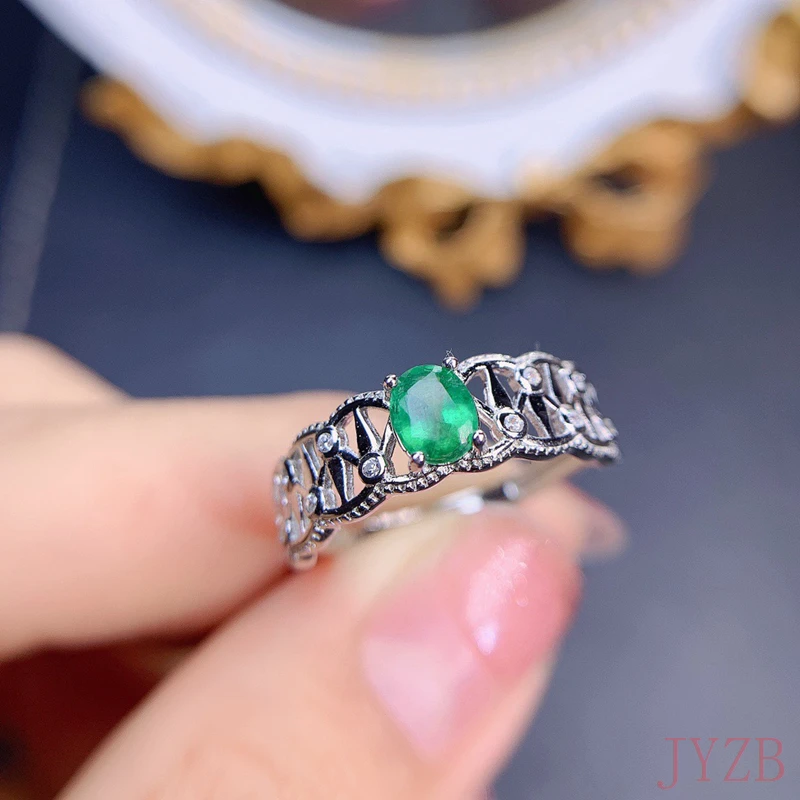 Simple design fashionable emerald ring 925 sterling silver gold plated lady ring ring exquisite simplicity