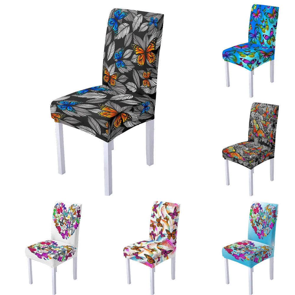 

3D Butterfly Chair Cover for Dining Room Decoration Digital Print Spandex Chair Covers for Living Room Party Decoration 1Pc