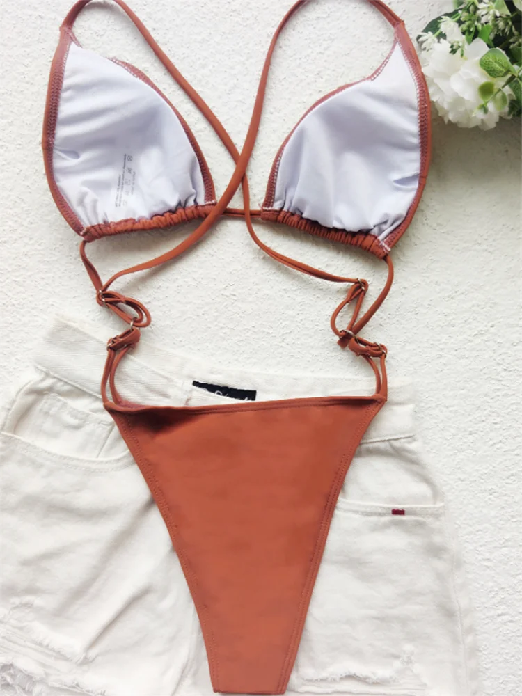 Сексуальный Однотонный женский микро купальник GNIM цельный бикини для женщин