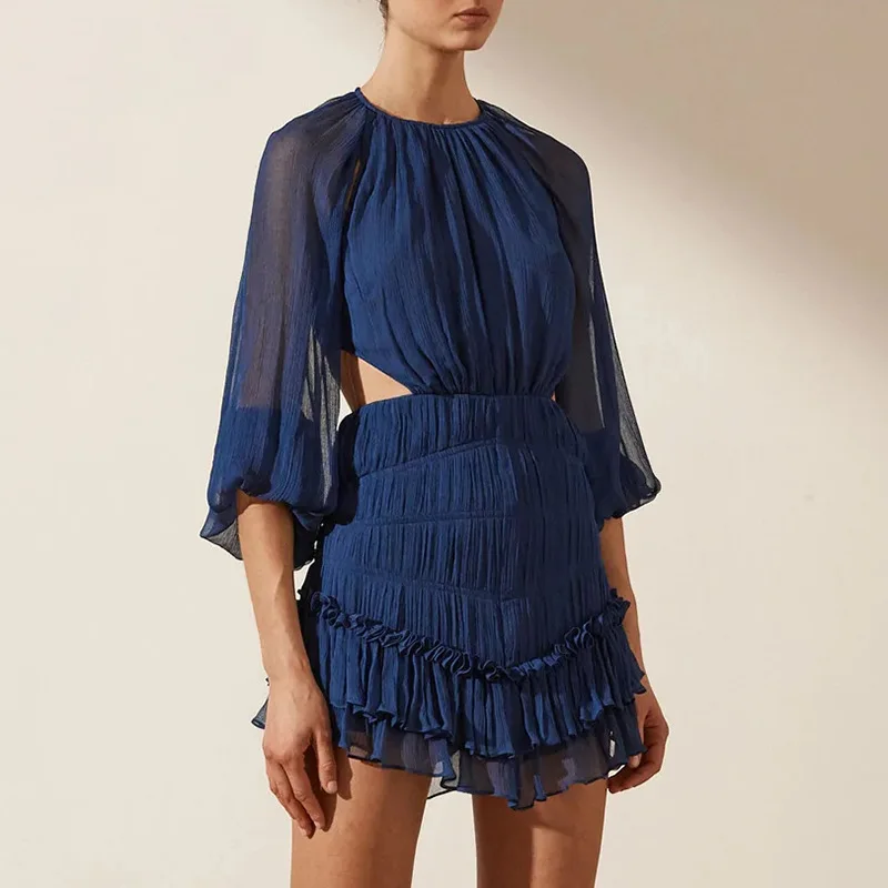 

Maternity 2022 Autumn New Long Sleeve Ruffle Dress White