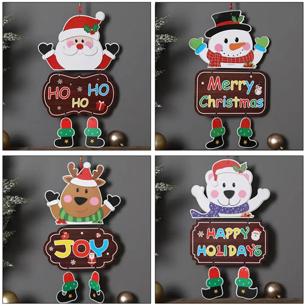 

Merry Christmas Door Hanging Ornaments Pendant Santa Holidays Claus Snowman Decoration Gift New Party Kids Year Navidad Ban A6O4