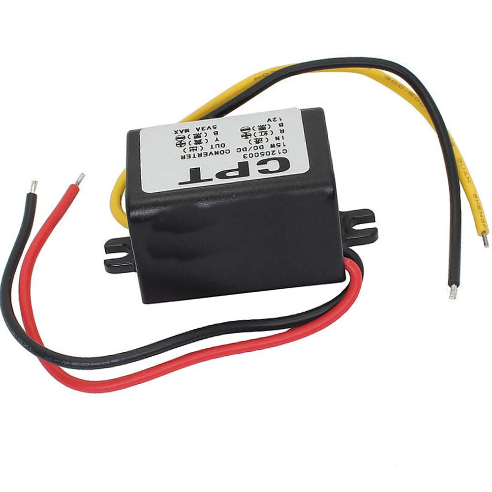 DC-DC8-23V автомобильный понижающий блок питания, пластиковый S-тип CPT, водонепроницаемый, от 12 В до 5 В, 3 А, защитный конвертер 15 Вт DC-DC8-23V автомобильный понижающий блок питания, пластиковый S-тип CPT, водонепроницаемый, от 12 В до 5 В, 3 А, защитный конвертер 15 Вт