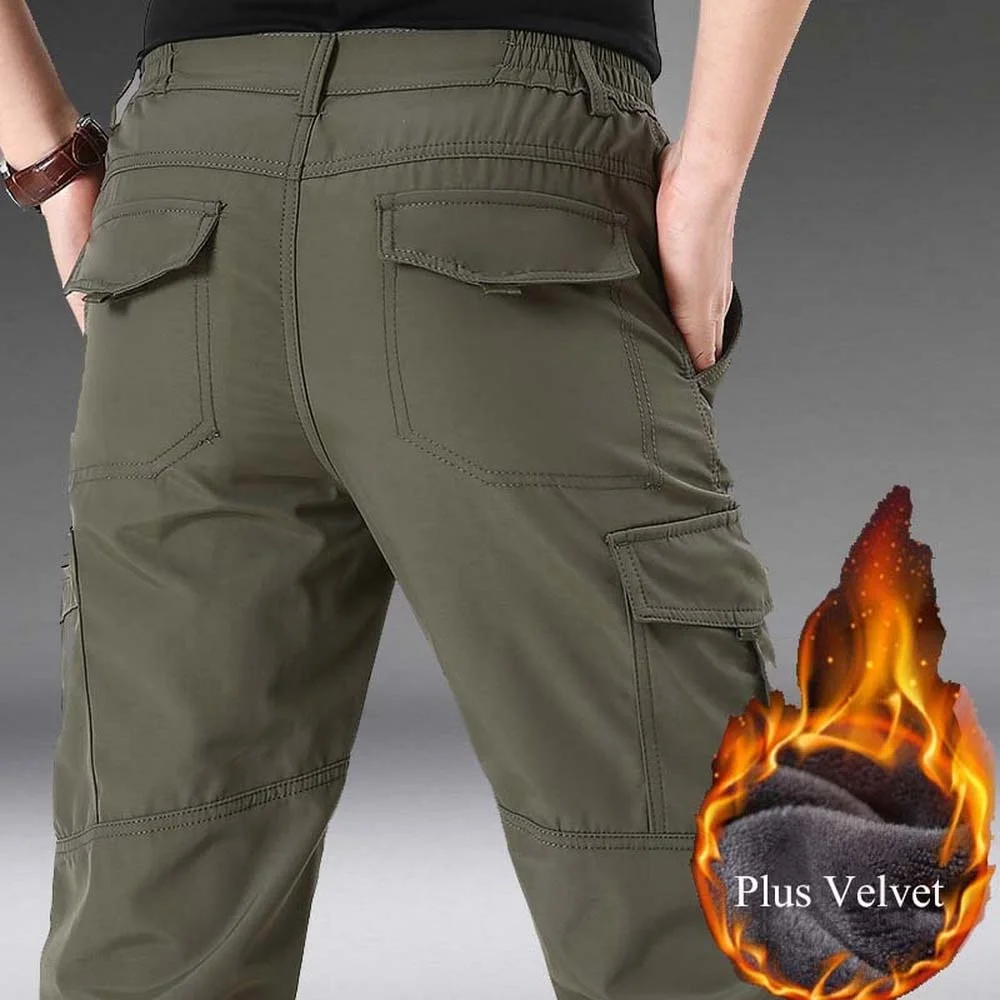 

2021 Men's Winter Warm Cargo Pants Breathable Windproof Multi Pocket Casual Army Military Style Work Tactical Trousers PA57