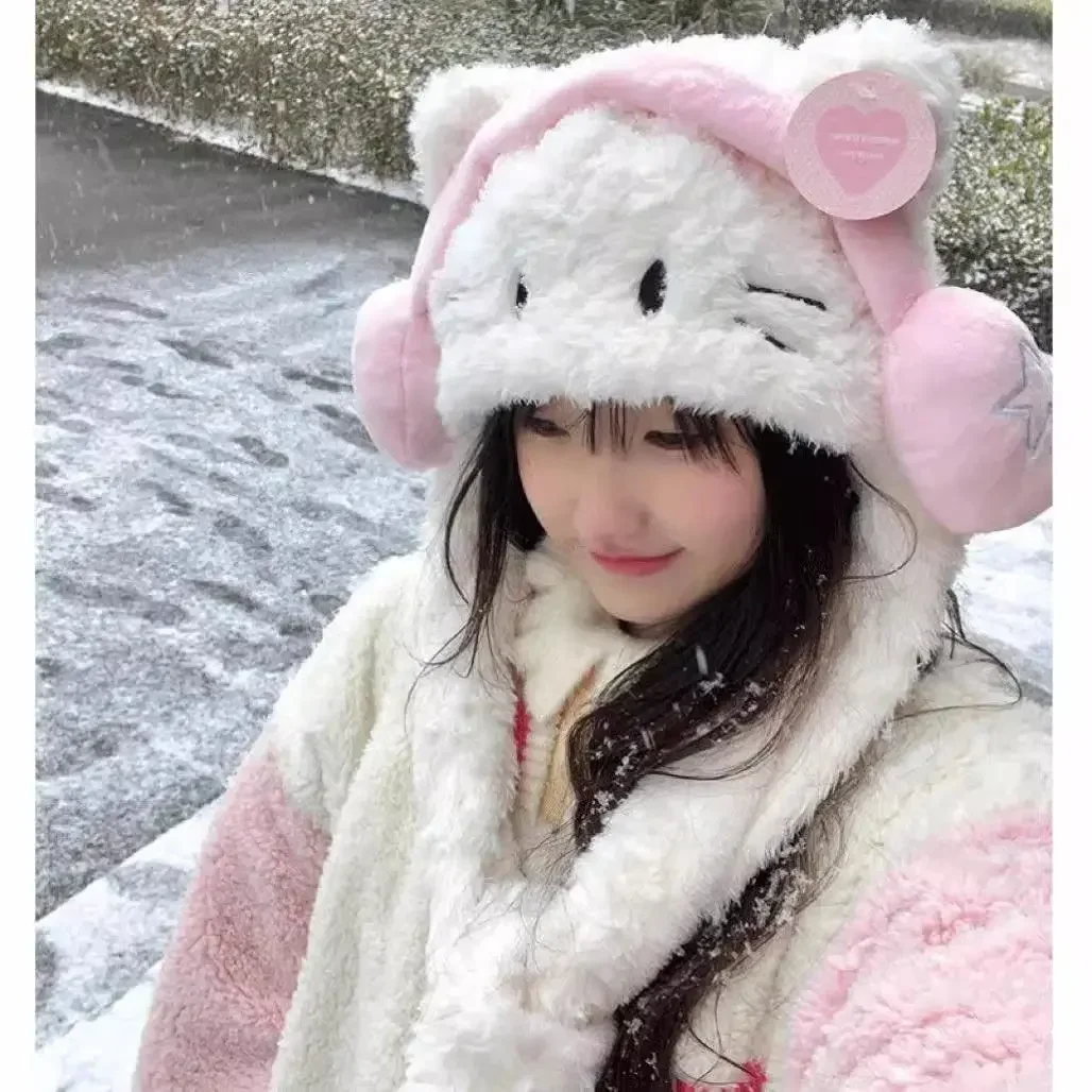 Sanrio Hello Kitty интегрированная шляпа и шарф