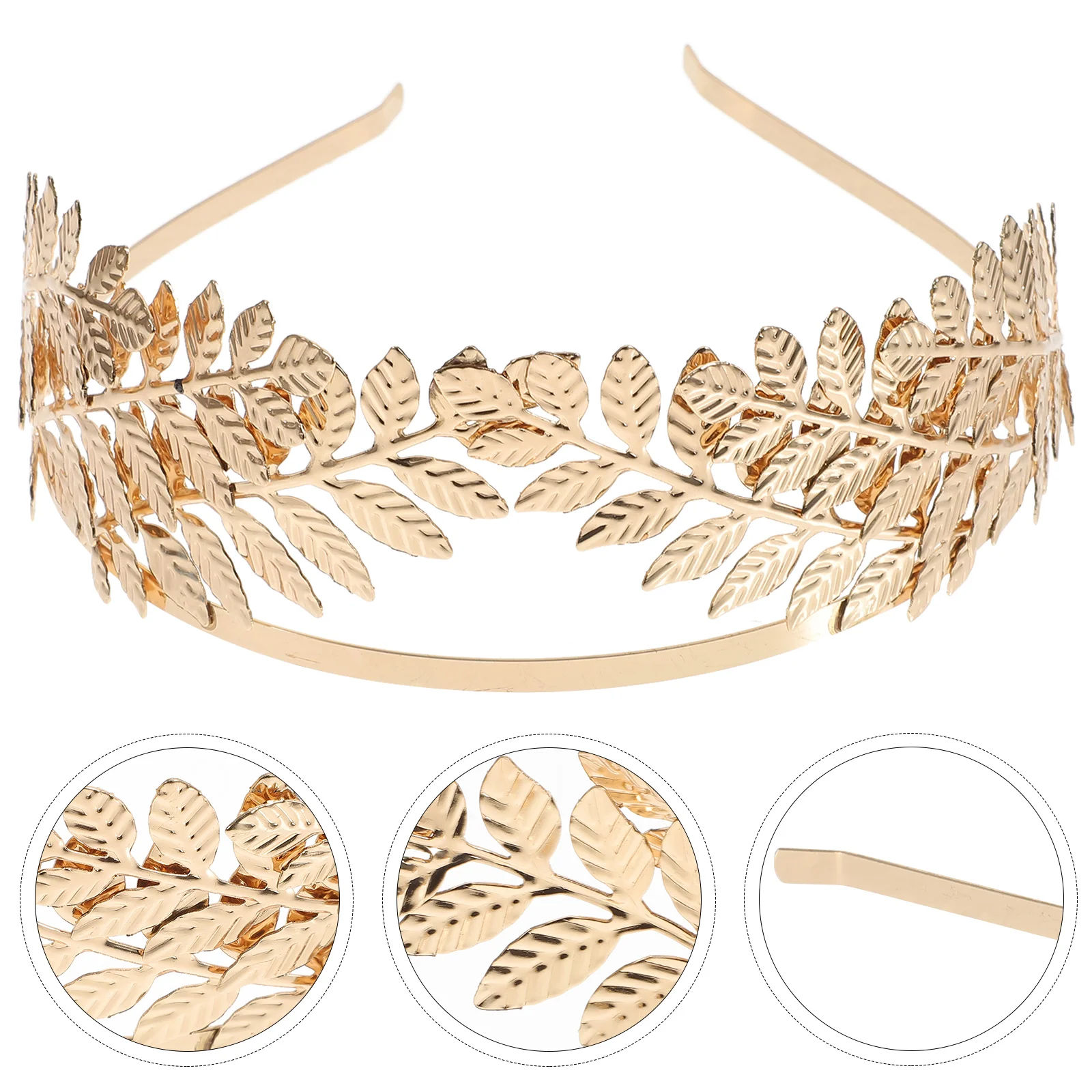 

1pc Baroque Leaf Hair Crown Jewelry Hair Accessories for Wedding Birthday Decor (Golden)