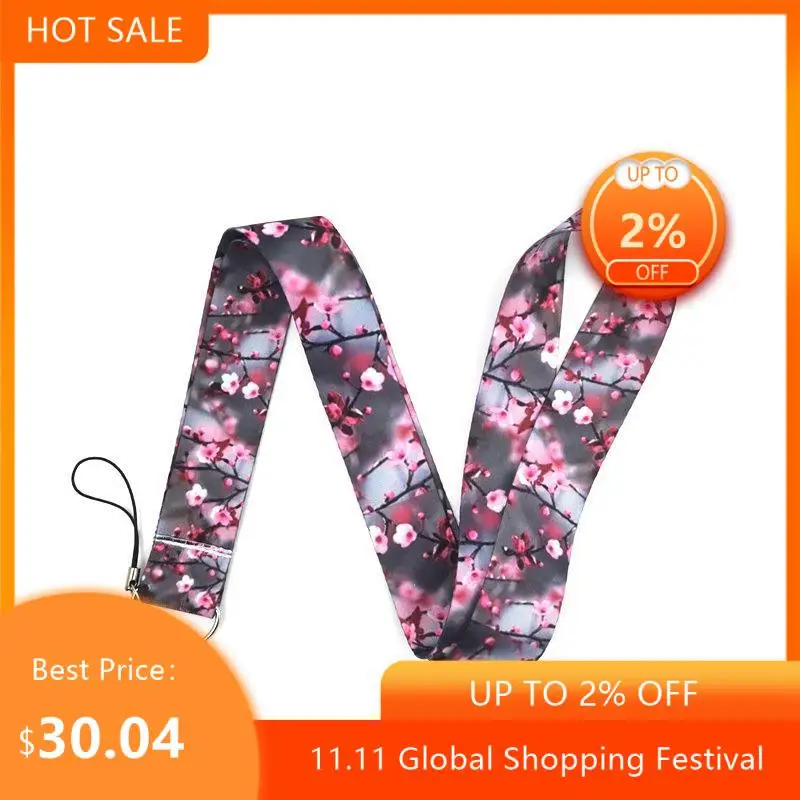 

30pcs Plum blossom Lanyard Badge ID Mobile Phone Rope Key Lanyard Neck Straps Accessories webbings ribbons