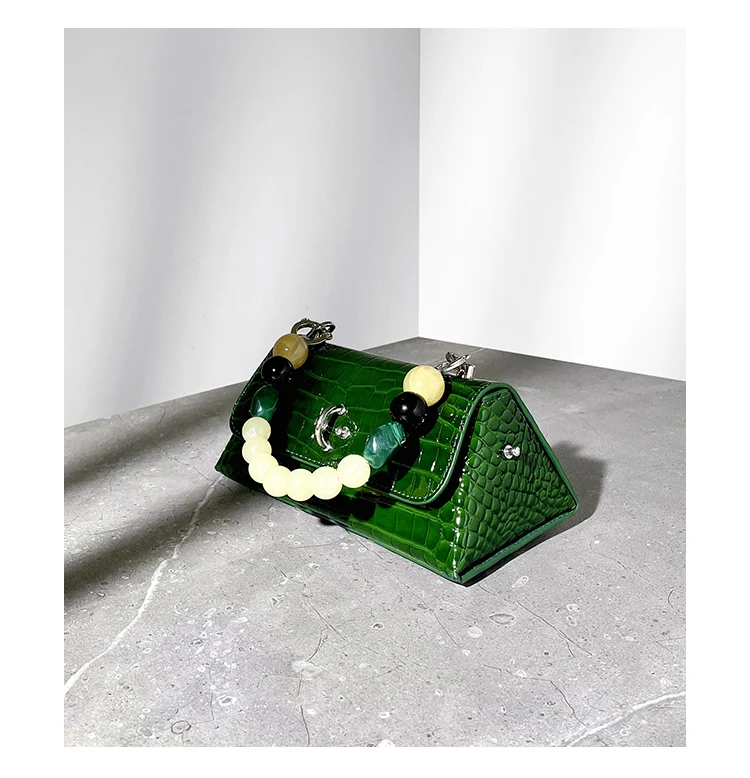 

Niche Genuine Leather Pearl Crossbody Bags for Women Crocodile Pattern Shoulder Messenger Bag Mobile Phone Handbag New Fashion