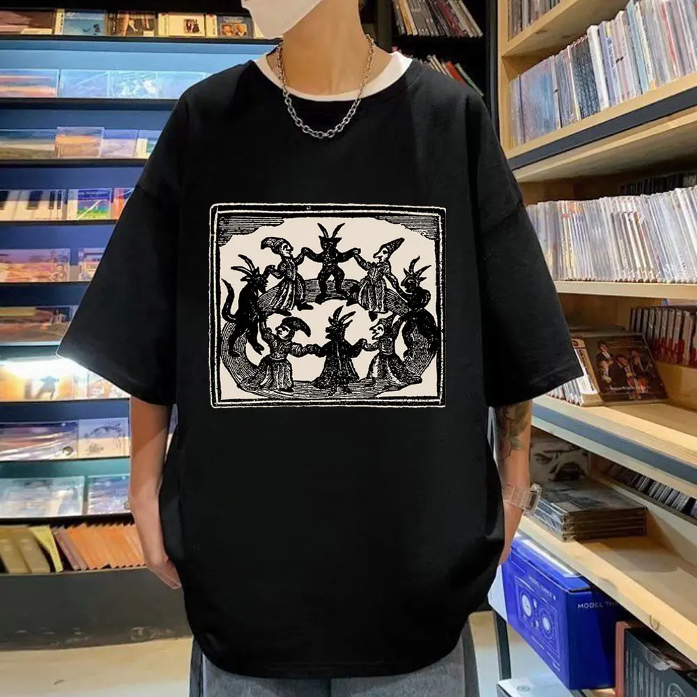 

Funny Witches Circle Dance Print T Shirt Men Women Harajuku Casual Cotton T-shirt Summer Fashion Oversized T Shirts Streetwear