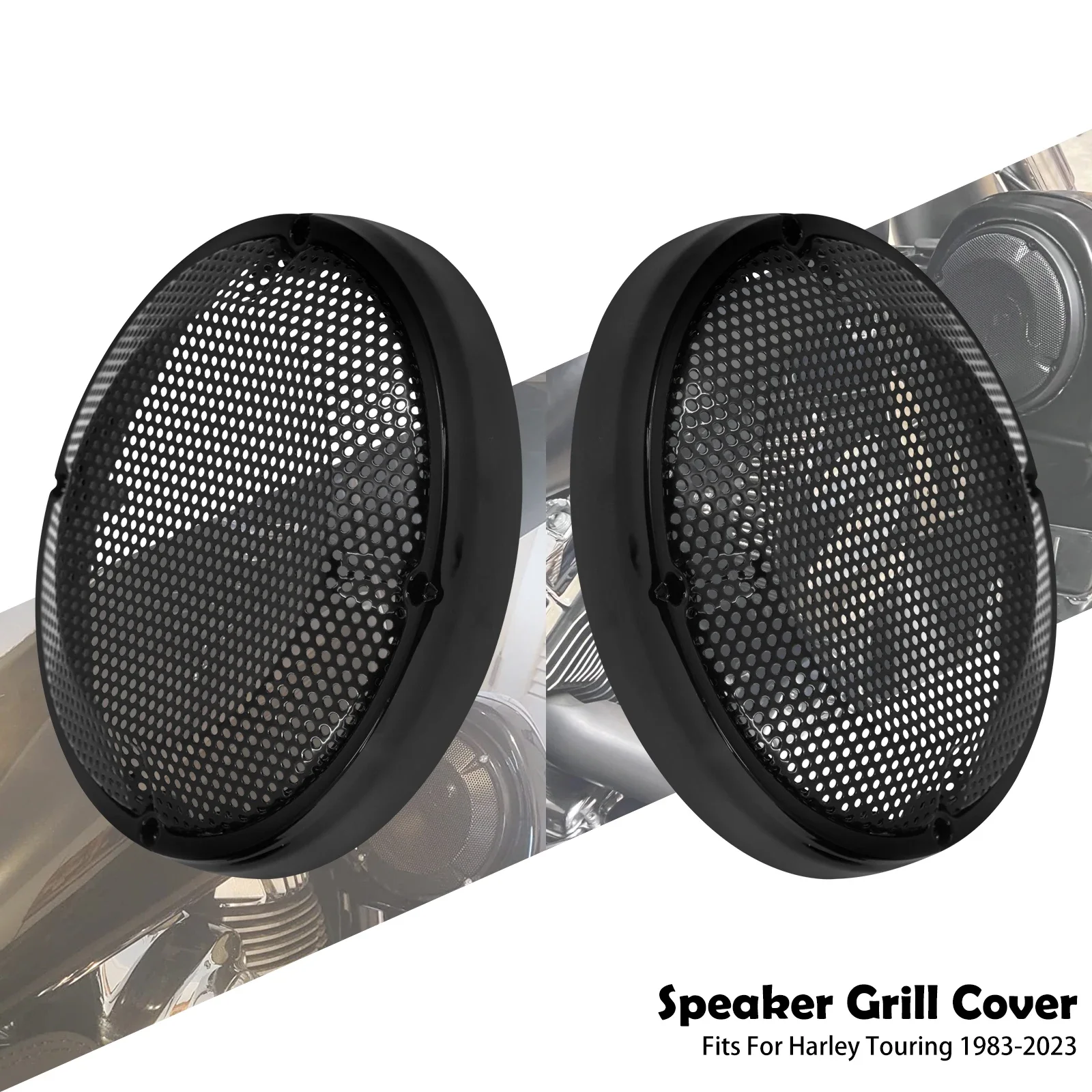 

2 шт. мотоциклетная 6,5 "седельная сумка, крышка динамика, гриль, черный/хромированный для Harley Touring Road Electra Street Glide FLHR 1983-2023