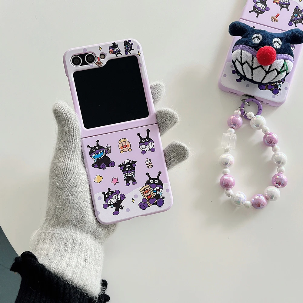 Милый чехол Michaels wazowheaven Anpanmans с браслетом для телефона Samsung Galaxy Z Flip 3 4 5 6 5G PC Hard Back