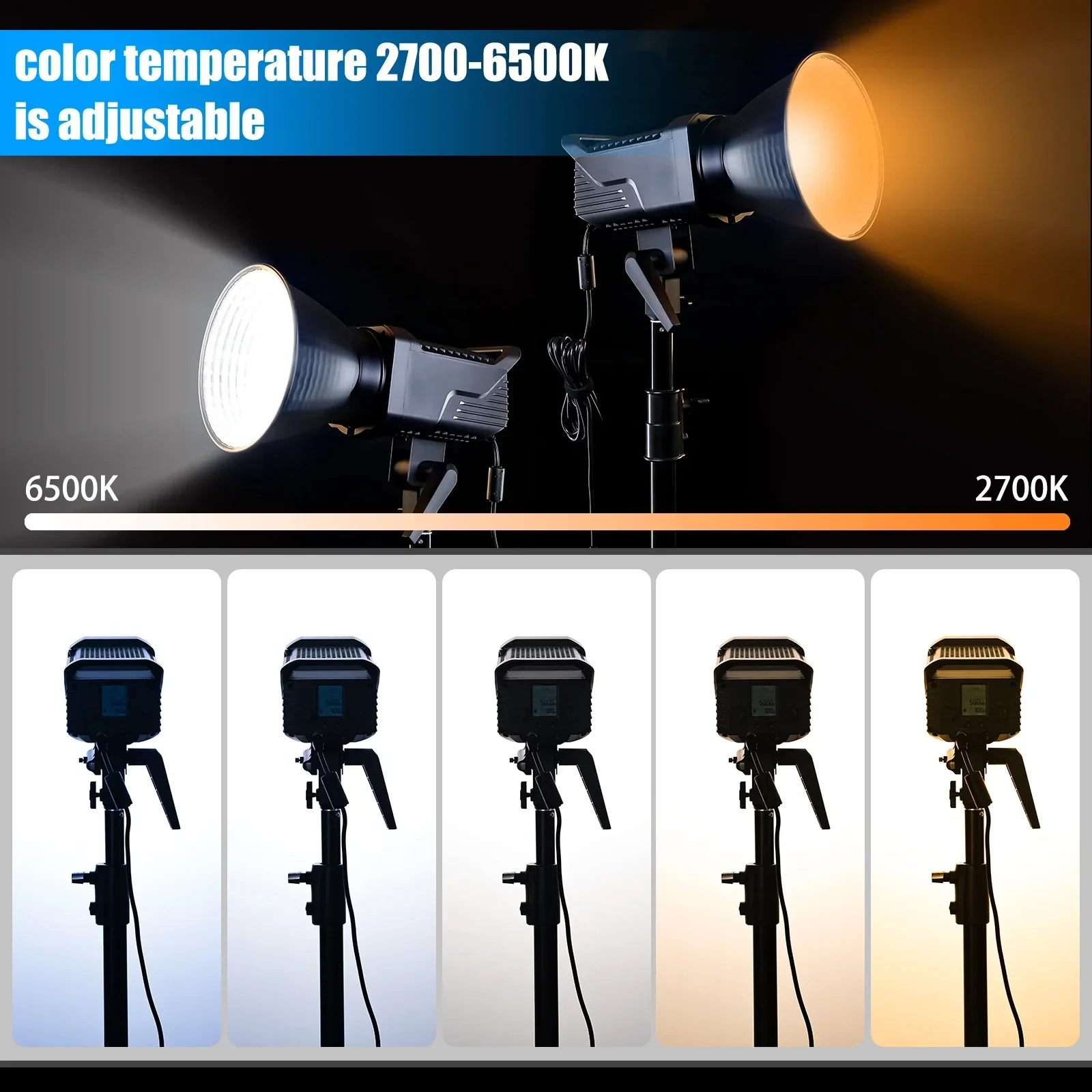 Фото Светодиодный видеосвет LUXCEO SL100D, двухцветный, 2700-6500K, 100 Вт, с креплением Bowens, студийное освещение с управлением через приложение для профессиональной фотографии №5