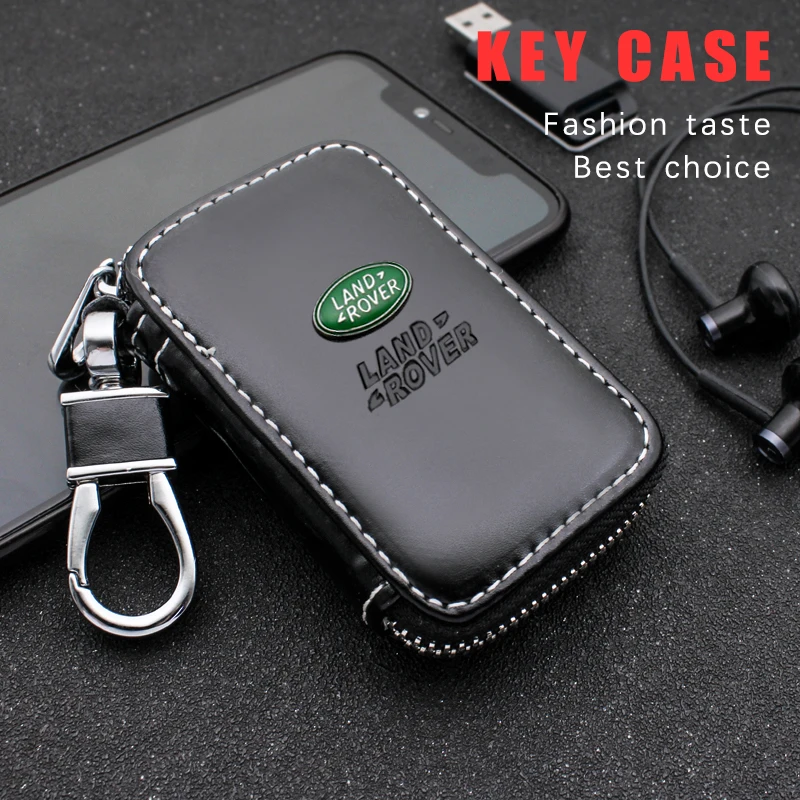 

Leather Car Key Wallet Keys Organizer Keychain Case Auto Accessories for Land Rover Defender Freelander 1 2 Discovery 3 4 Evoque
