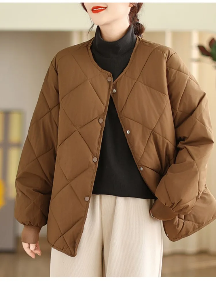 Зимнее стеганое хлопковое пальто большого размера женские модные клетчатые