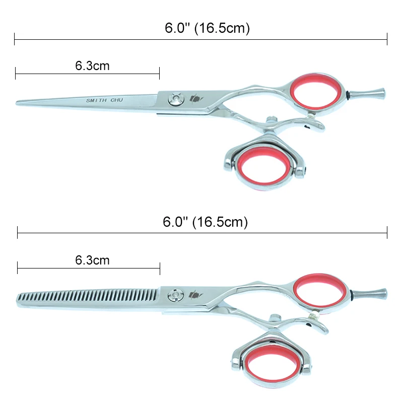 SMITH CHU 5.5/6 inch Hair Cutting Scissors Thinning Shears Professional Swivel Thumb Hairdressing Styling Tools A0118C - купить по
