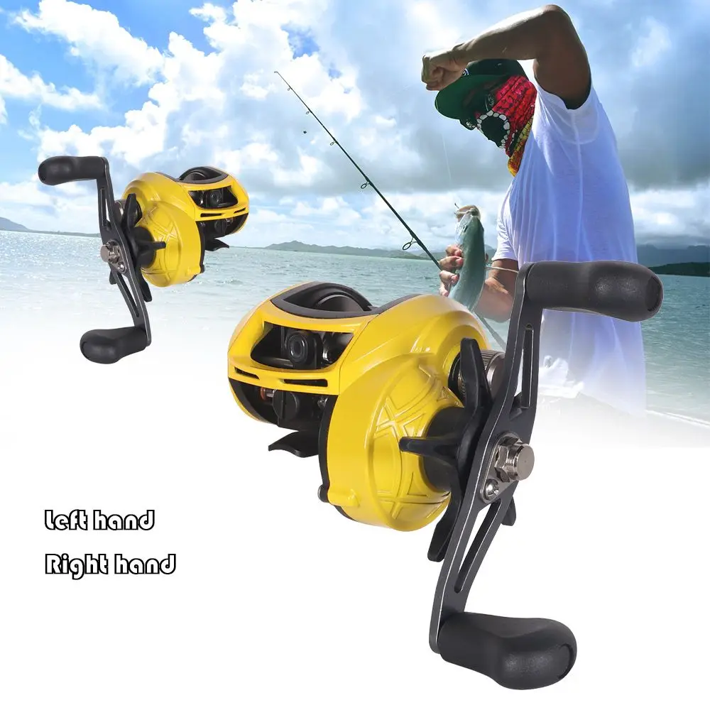 

Long Shot Magnetic Brake Double Line Cup Anti-Fry Line Little Yellow Wheel Hit Black Water Drop Wheel Fishing Reel