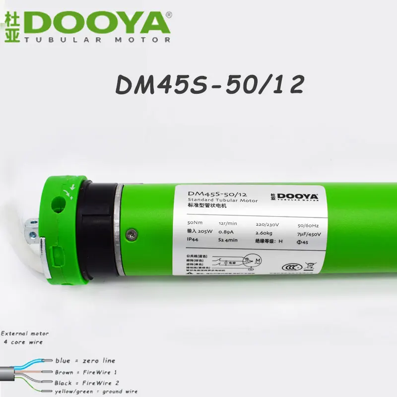 2022 Original Dooya Tubular Motor 220V 50/60HZ DM45S For 50MM tube Motorized Rolling Blinds compatible with main voltage switch