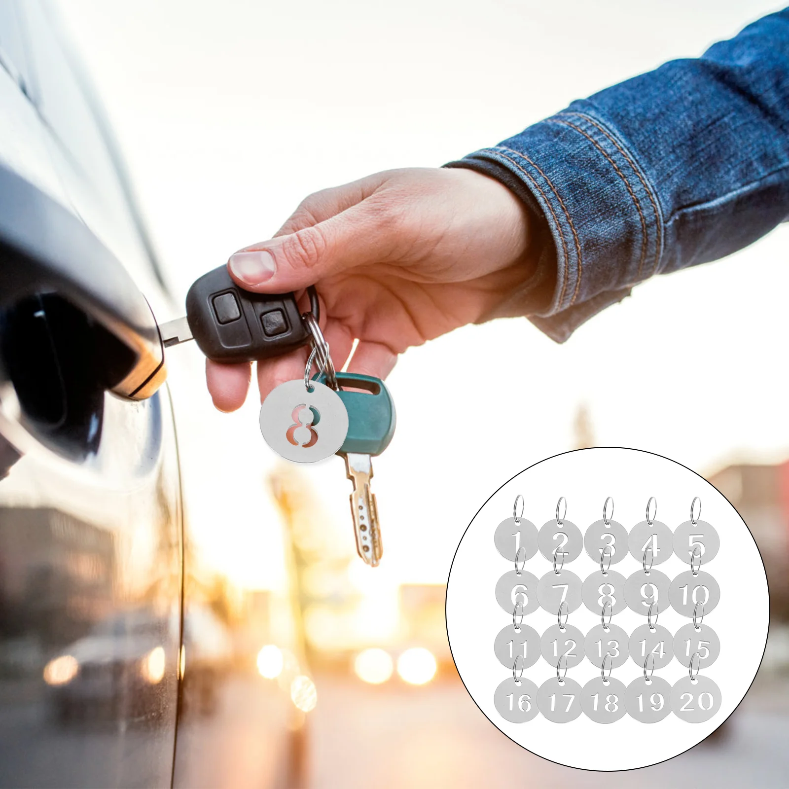 

20pcs Round Numbered Tags Stainless Steel Number 1-20 Tags Metal Key Tags
