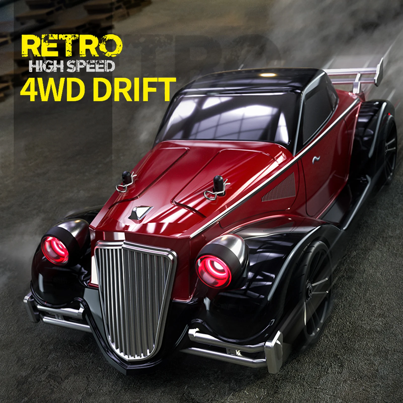 

1/16 Electric 4WD Flat Run Drift Car(Classic Car) 2.4GHz Fast Stunt RC Car, RC Retro Car with Light, Off-road RC Car