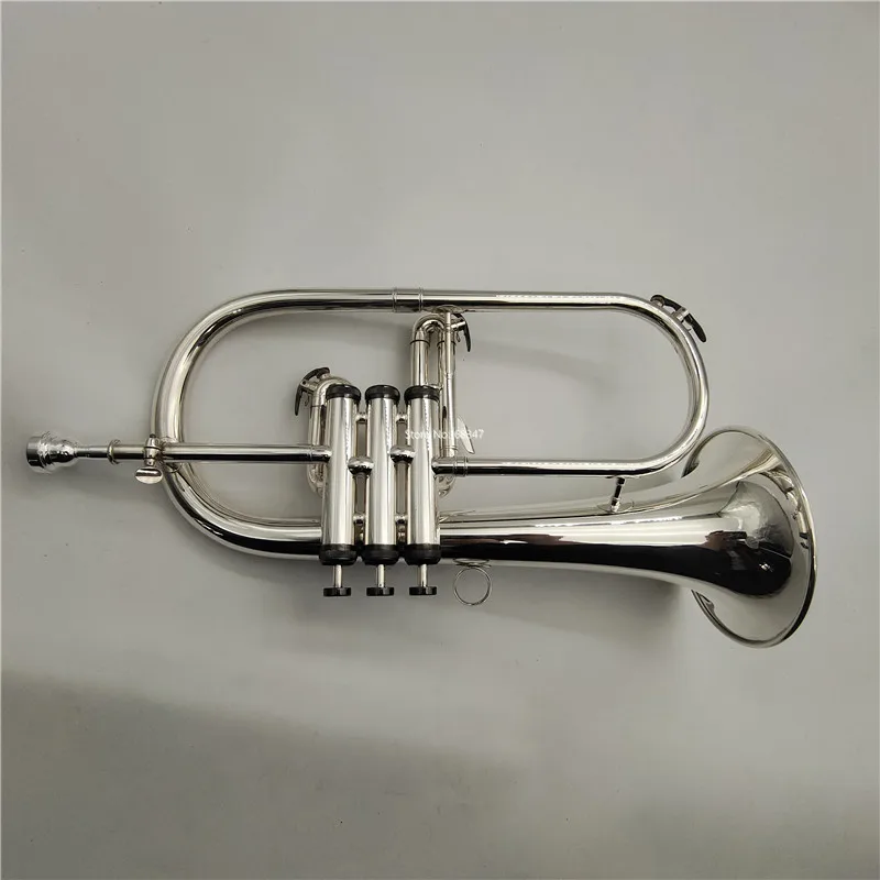 Самая низкая цена Flugelhorn Bb Настройка посеребренный черный клапан латунный