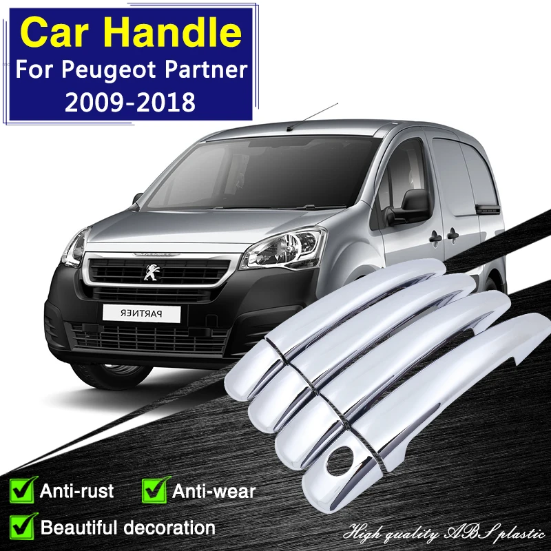 for Peugeot Partner MK2 B9 2009 2010 2011 2012 2013 2014 2015 2016 2017 2018 Chrome Door Handle Cover Car Accessories Rustproof