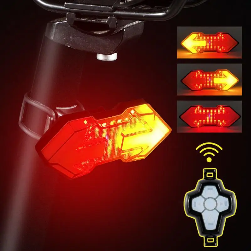 Luz LED trasera inteligente para bicicleta, luz de Control remoto con carga USB, inalámbrica, señal de giro, accesorios para bicicleta