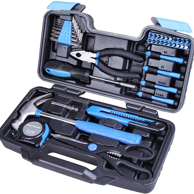 

Blue 39Piece Tool Set General Household Hand Tool Kit with Storage Case