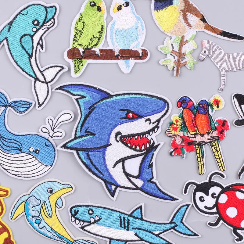 

2022 Shark Bird Fish Sequins Fusible Clothing Patch Accessories for Sewing Embroidered Patches for Clothing Applique for Clothes