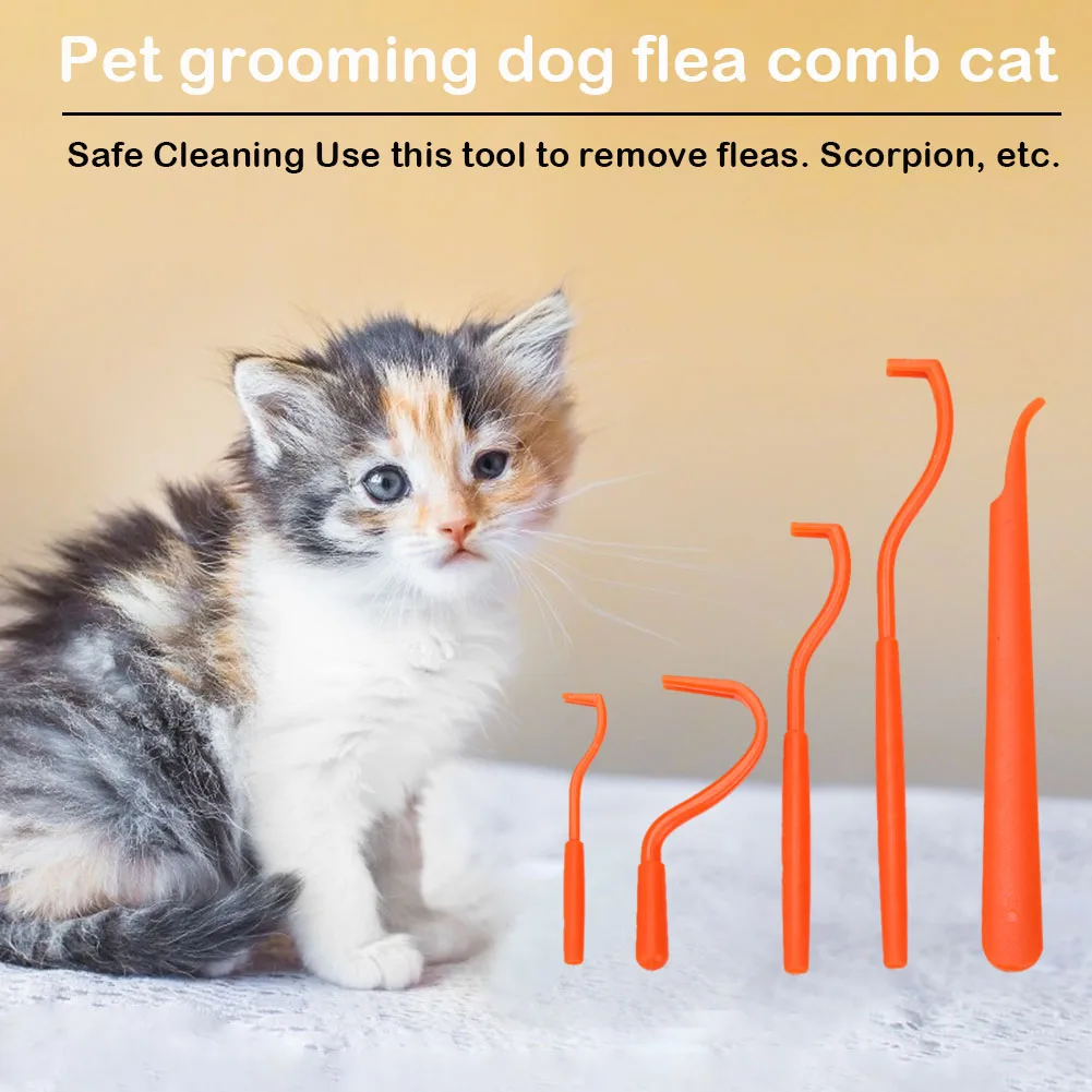 

5pcs Fleas Lice Remover Tweezers Plastic Pets Dogs Cats Horse Tick Twister Hook for Household Animals Dog Cat Ornament