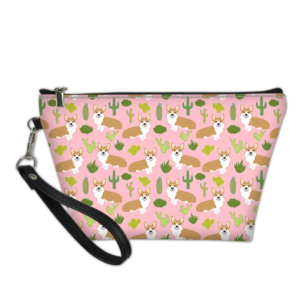 Lovely Corgi Pattern Print Decoration Toiletry Bag Girl Women Zipper Neceser Outdoor Party Storage Make Up Cases